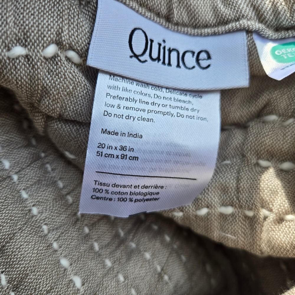 NWOT Quince 100% Organic Cotton Channel Stitch Coverlet Set King Cal King Taupe - Picture 9 of 10